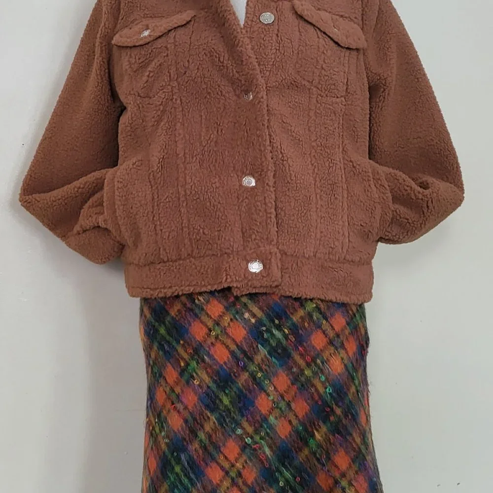 CHARLES  GRAY  LONDON VINTAGE MOHAIR PLAID SKIRT - Picture 4 of 5